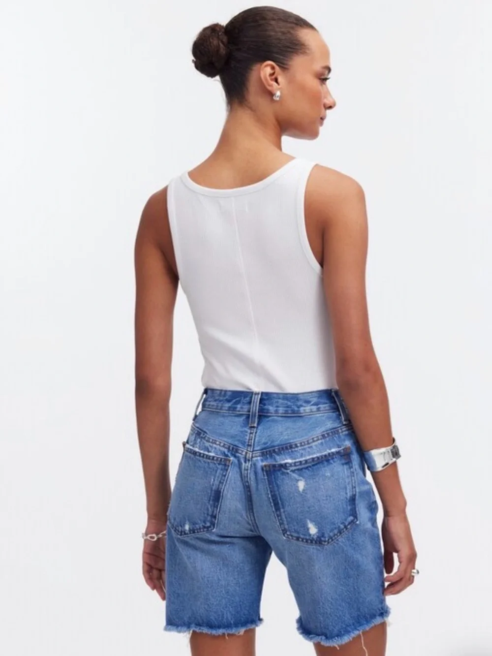NWT Madewell Long Denim Shorts in Pedersen Wash
